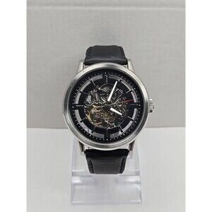 Kenneth Cole New York KC1631 Automatic Skeleton Mens Watch Stainless Black Strap